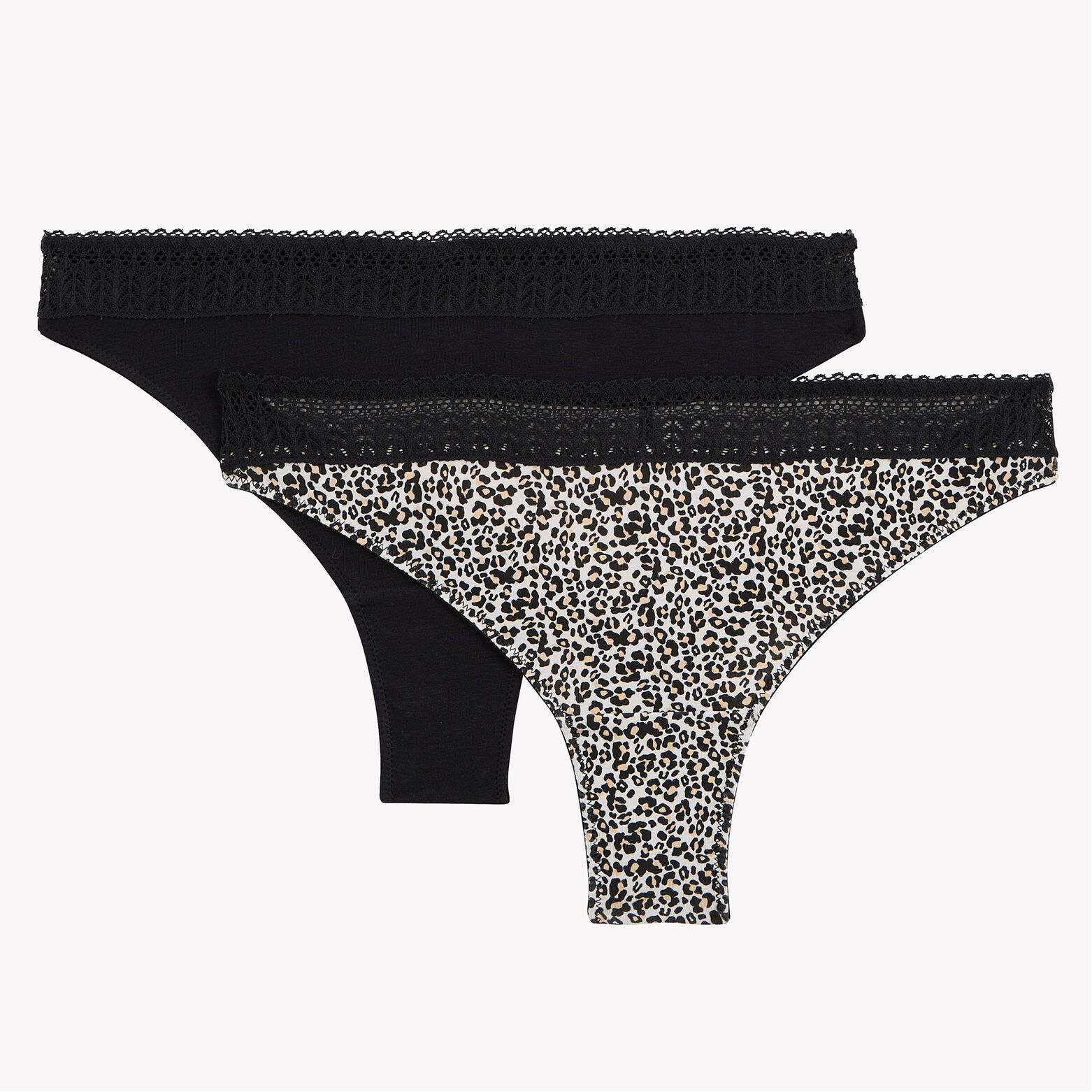 INFINITY LOT DE 2 TANGAS COTON MULTICO NOIR