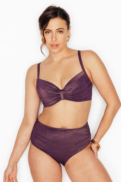 NESS Maillot de bain culotte haute PRUNE