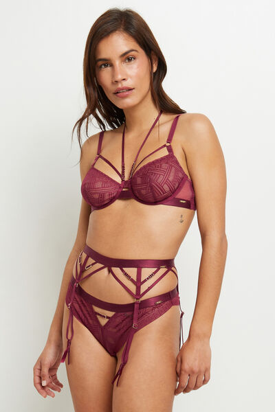DOLLY PORTE-JARRETELLES DENTELLE BORDEAUX