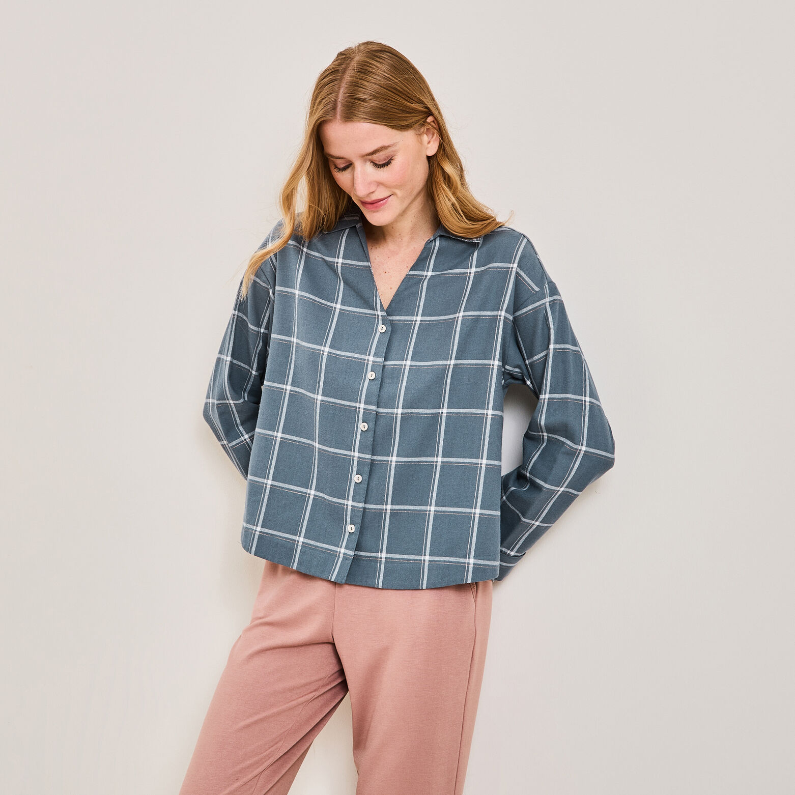 FAMILLE CHEMISE À CARREAUX FLANELLE MULTICO BLEU