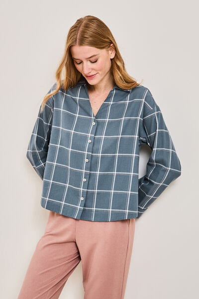FAMILLE CHEMISE À CARREAUX FLANELLE MULTICO BLEU