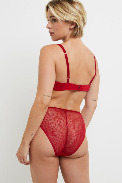 CULOTTE HAUTE DENTELLE ROUGE