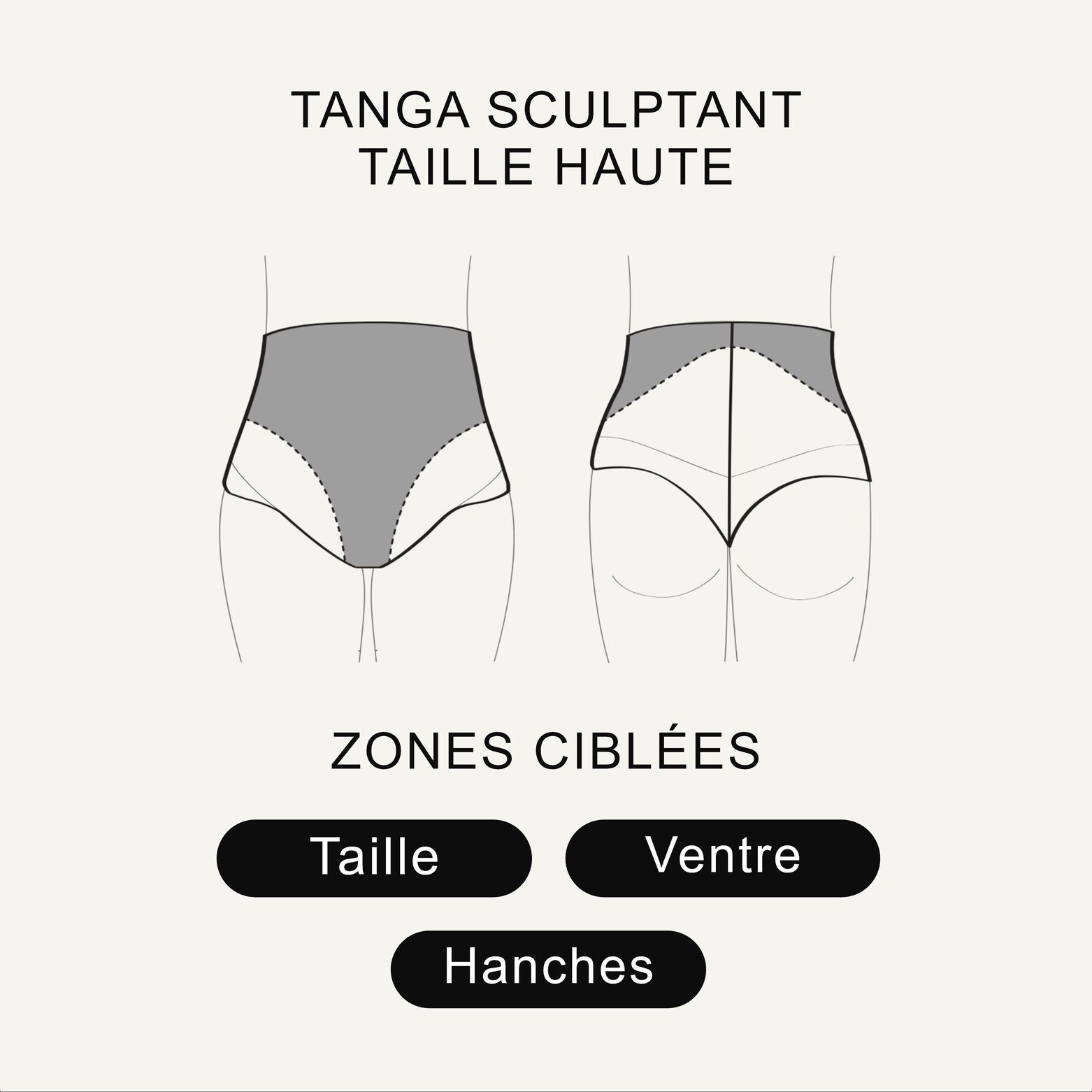 BELIEVE TANGA TAILLE HAUTE MICROFIBRE NOIR
