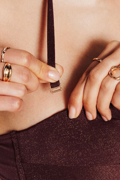 PAILLETTE MAILLOT DE BAIN BANDEAU OR