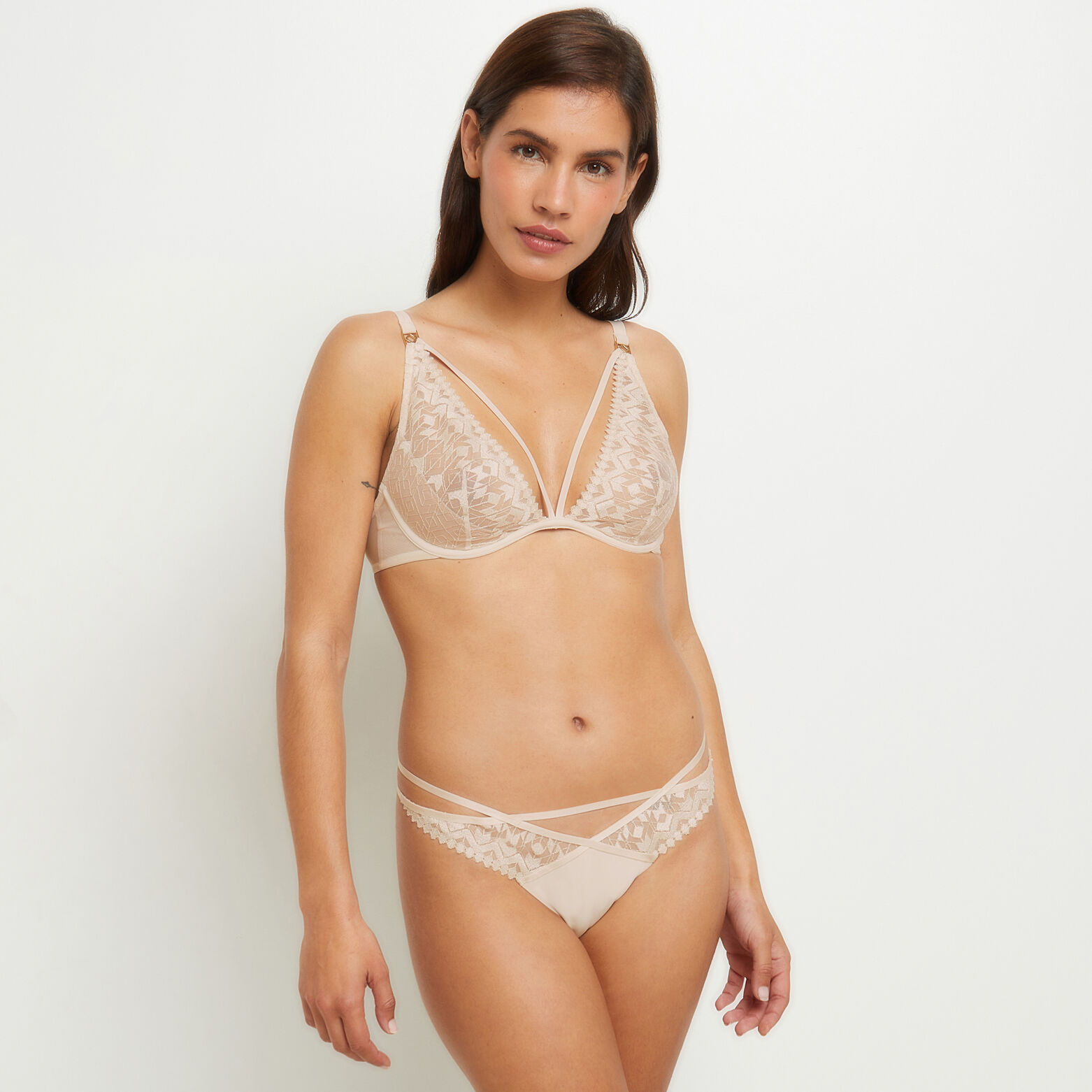 DESIREE TANGA TULLE BRODE MULTICO BLANC