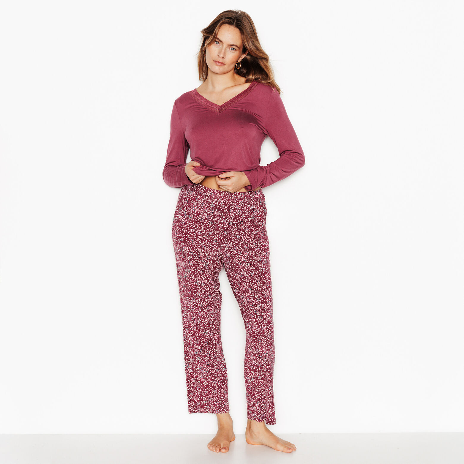CAMILLE Pantacourt de pyjama ROSE/GRIS