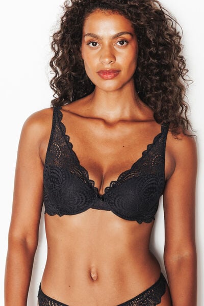 SOUTIEN-GORGE AMPLI FOULARD DENTELLE NOIR