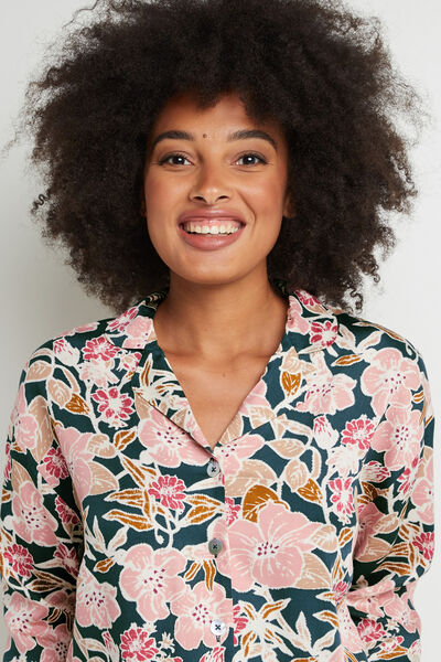 CHEMISE DE PYJAMA VISCOSE VERT/ROSE