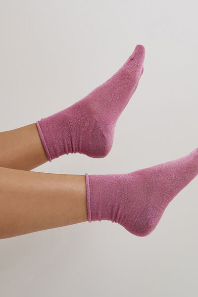 PAIRE DE CHAUSSETTES A PAILLETTES ROSE