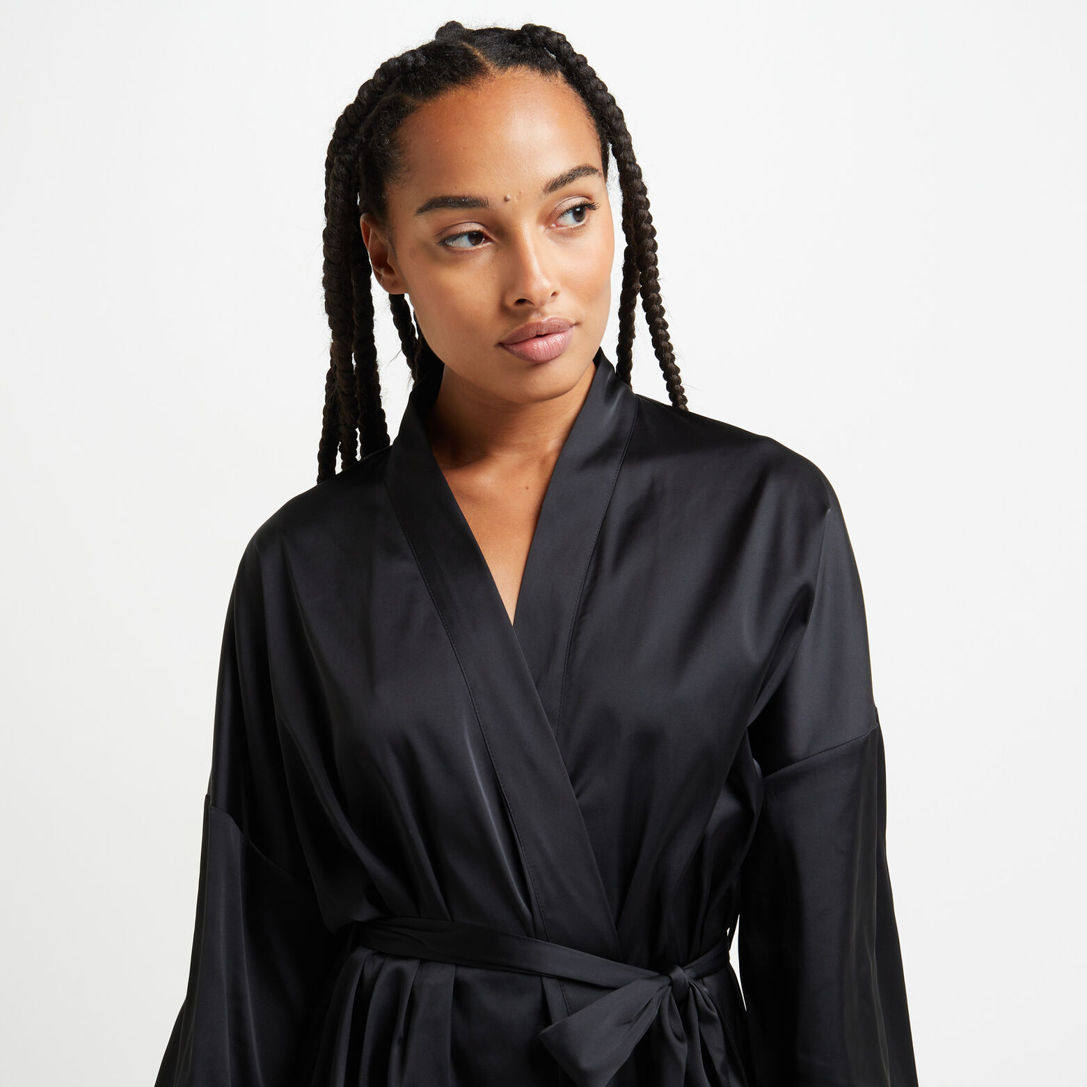 CHIMENE KIMONO SATIN  NOIR