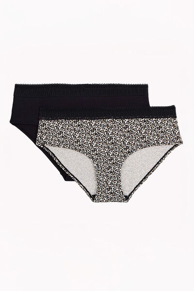 LOT DE 2 SHORTYS COTON MULTICO NOIR