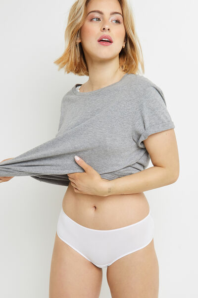 SHORTY MICROFIBRE DENTELLE BLANC
