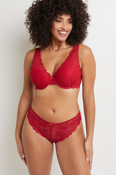 DENTELLE SHORTY DENTELLE ROUGE