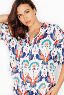 GIRLY CHEMISE MANCHES COURTES MULTICO BLANC