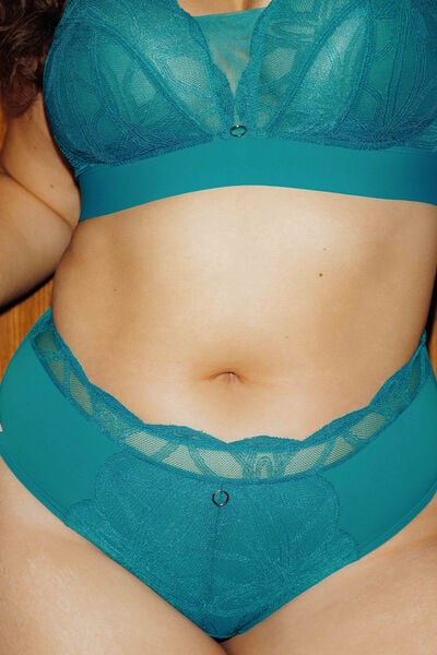 DEBORAH SHORTY GRANDE TAILLE DENTELLE TURQUOISE