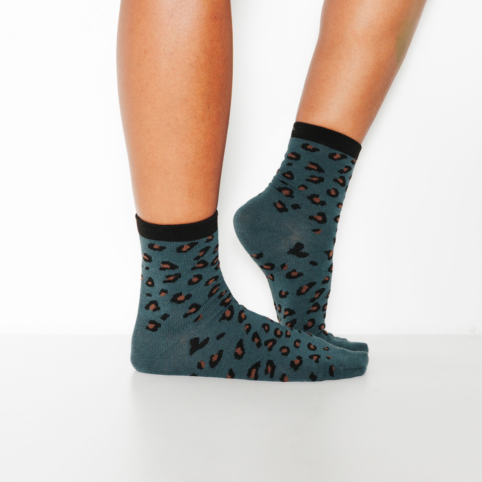 CIBOULETTE PAIRE DE CHAUSSETTES LEOPARD MULTICO BLEU