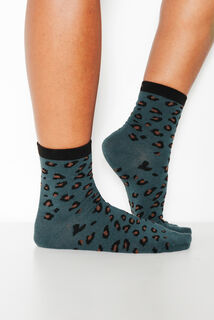CIBOULETTE PAIRE DE CHAUSSETTES LEOPARD MULTICO BLEU