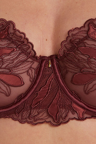 SOUTIEN-GORGE CORBEILLE TULLE BRODE MARRON