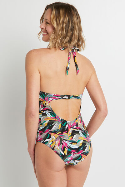 MAILLOT DE BAIN 1 PIECE COQUE NOIR/JAUNE