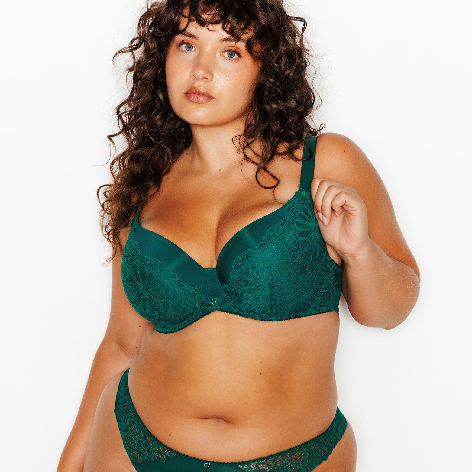 JANNEL SOUTIEN-GORGE AMPLIFORME DENTELLE VERT FONCE
