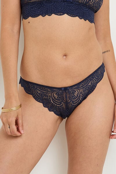 TANGA DENTELLE MARINE