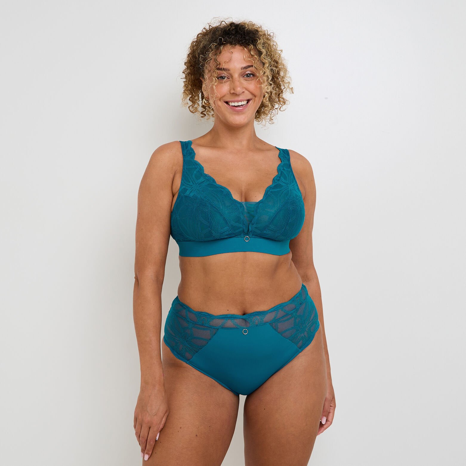 DEBORAH CULOTTE TAILLE HAUTE GRANDE TAILLE DENTELL TURQUOISE