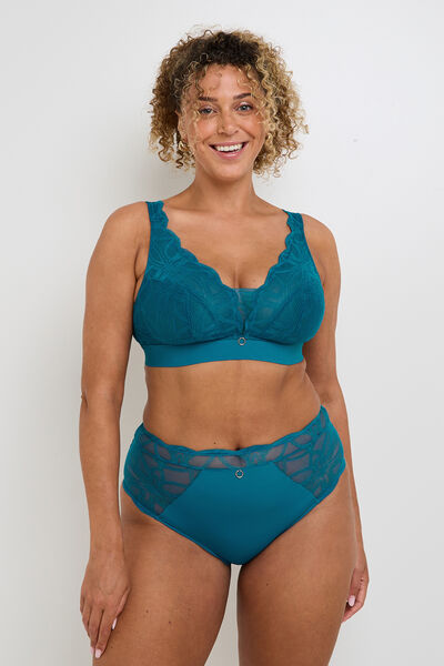 DEBORAH CULOTTE TAILLE HAUTE GRANDE TAILLE DENTELL TURQUOISE