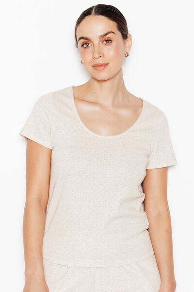 TEE-SHIRT MANCHES COURTES BEIGE