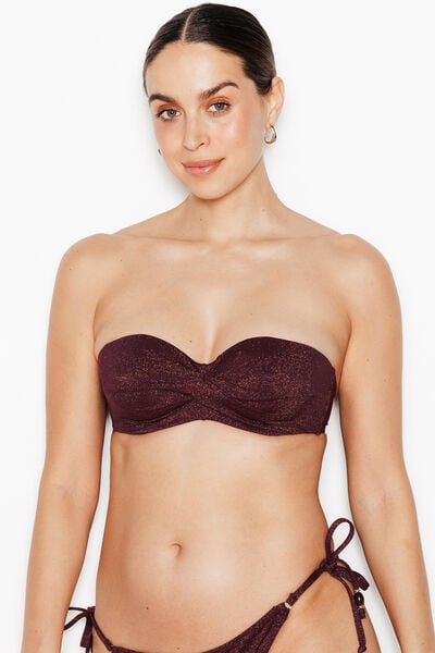 PAILLETTE MAILLOT DE BAIN BANDEAU OR