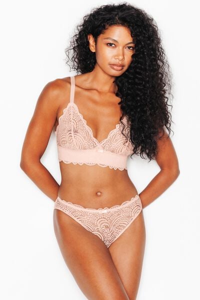 CULOTTE MICROFIBRE ET DENTELLE POUDRE
