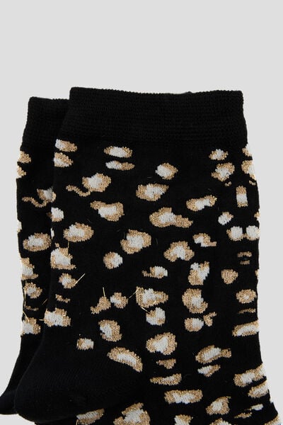 PAIRE DE CHAUSSETTES LEOPARD MULTICO NOIR