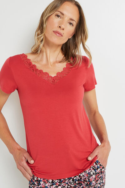 TEE SHIRT MANCHES COURTES ROSE
