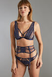 BELLA PORTE-JARRETELLES TULLE BRODE MULTICO BLEU