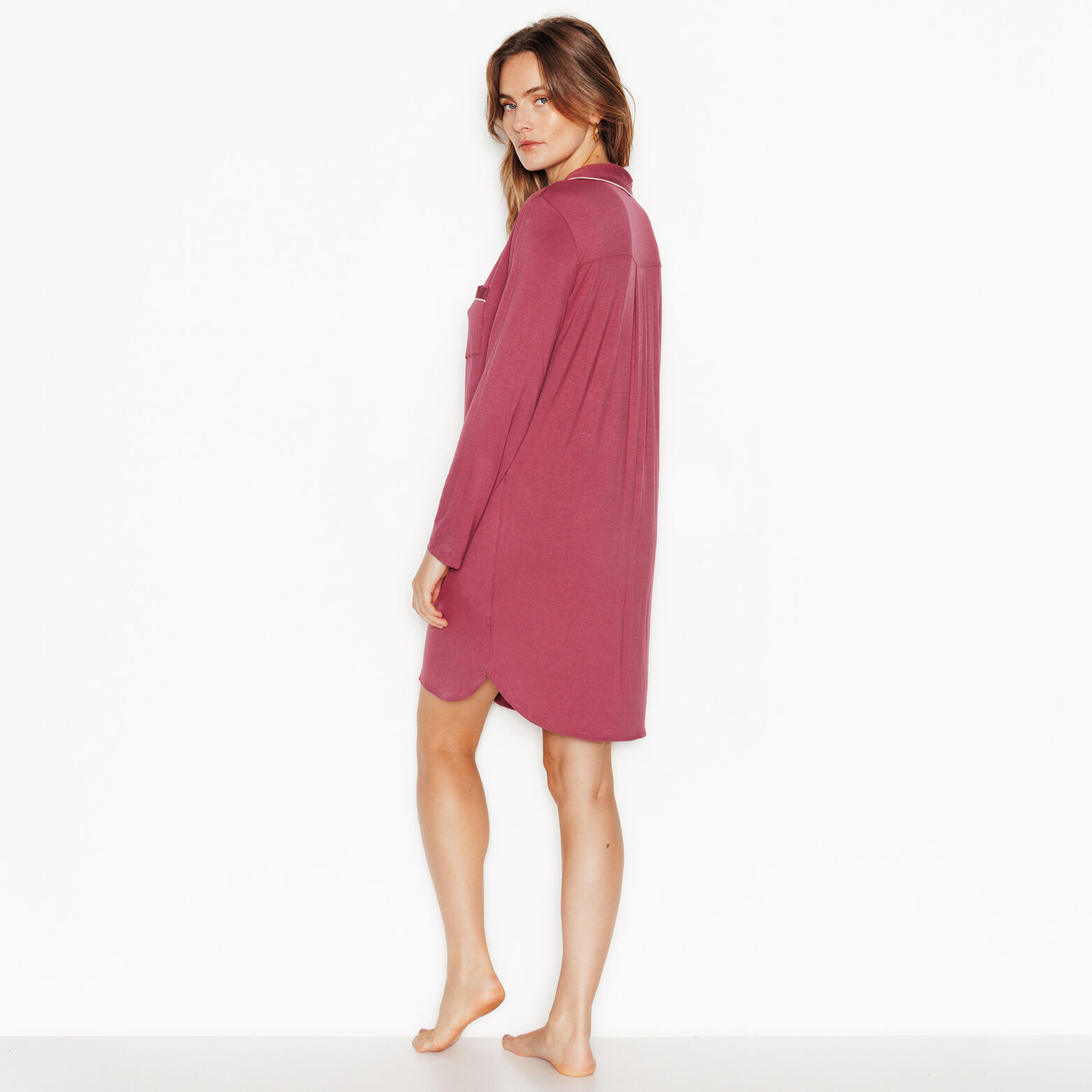 CAMILLA chemise de nuit manches longues ROSE