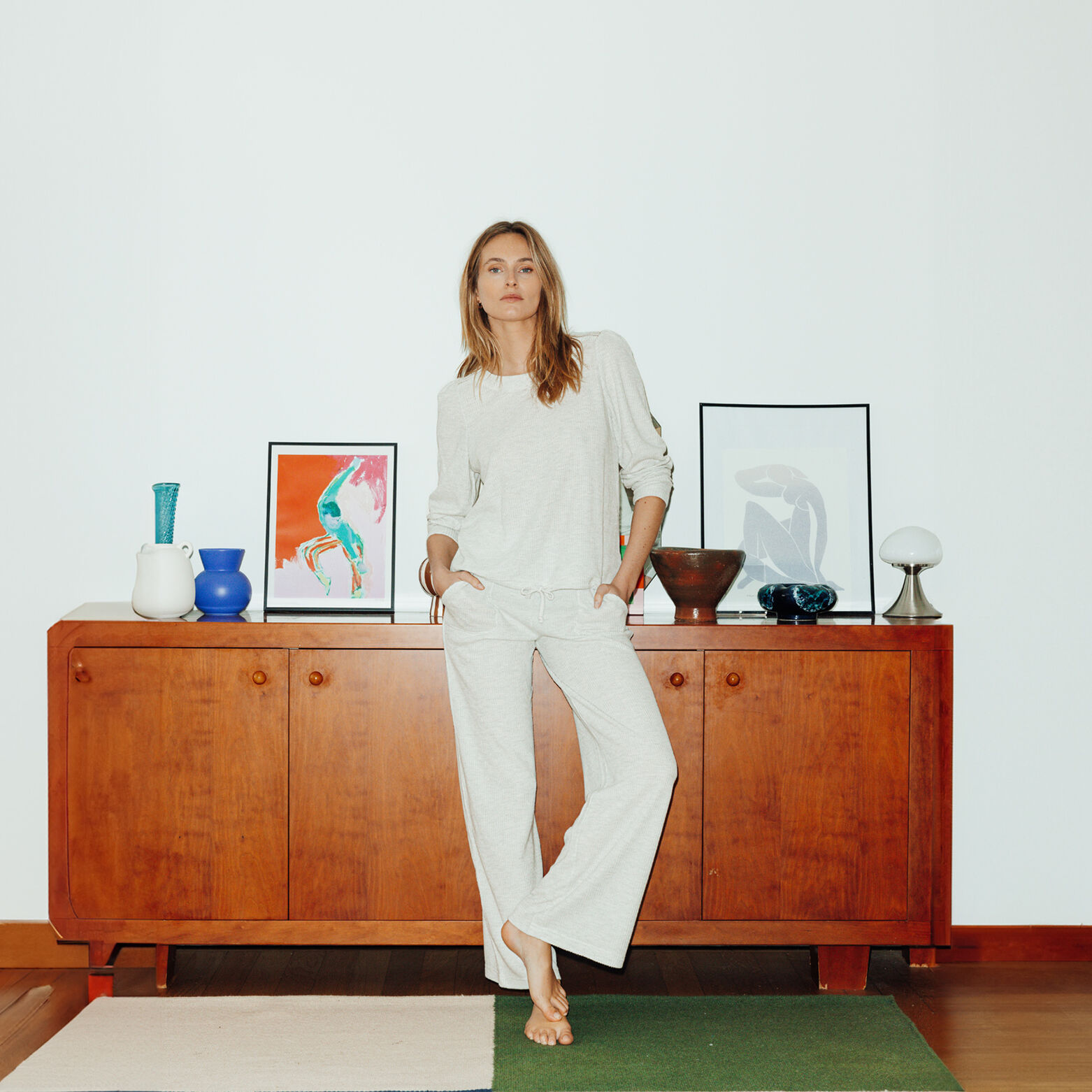 GAUFRETTE PANATALON DE PYJAMA GRIS CLAIR