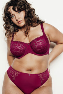 FRAN SHORTY GRANDE TAILLE DENTELLE PRUNE
