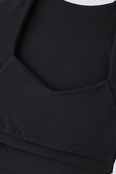 ILANA CROP TOP MANCHES COURTES NOIR NOIR