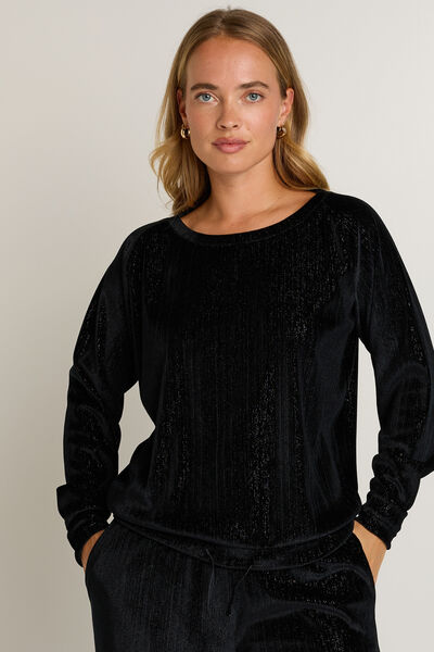 TEE-SHIRT MANCHES LONGUES VELOURS NOIR