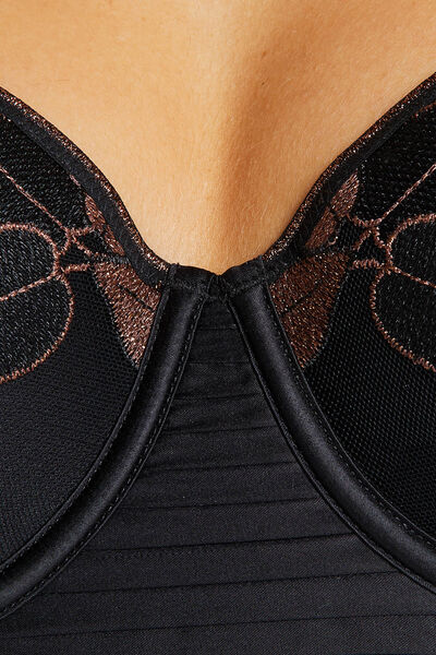 GUEPIERE TULLE BRODE NOIR/ACAJOU