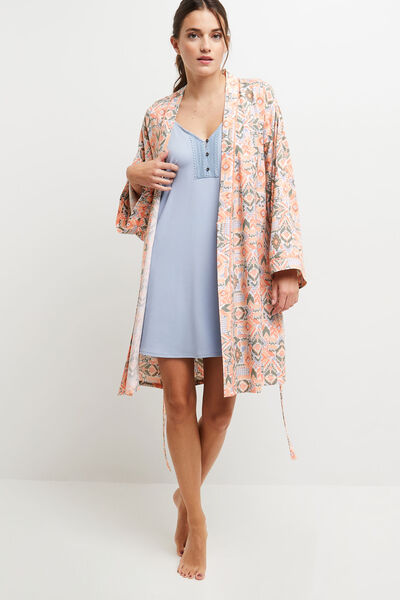 KIMONO IMPRIME MULTICO ROSE