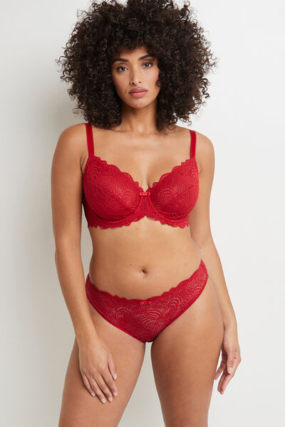 DENTELLE CULOTTE MICROFIBRE ET DENTELLE ROUGE