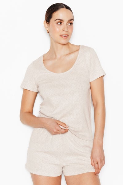 TEE-SHIRT MANCHES COURTES BEIGE