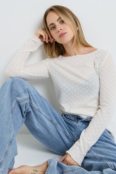 TEE-SHIRT MANCHES LONGUES ECRU