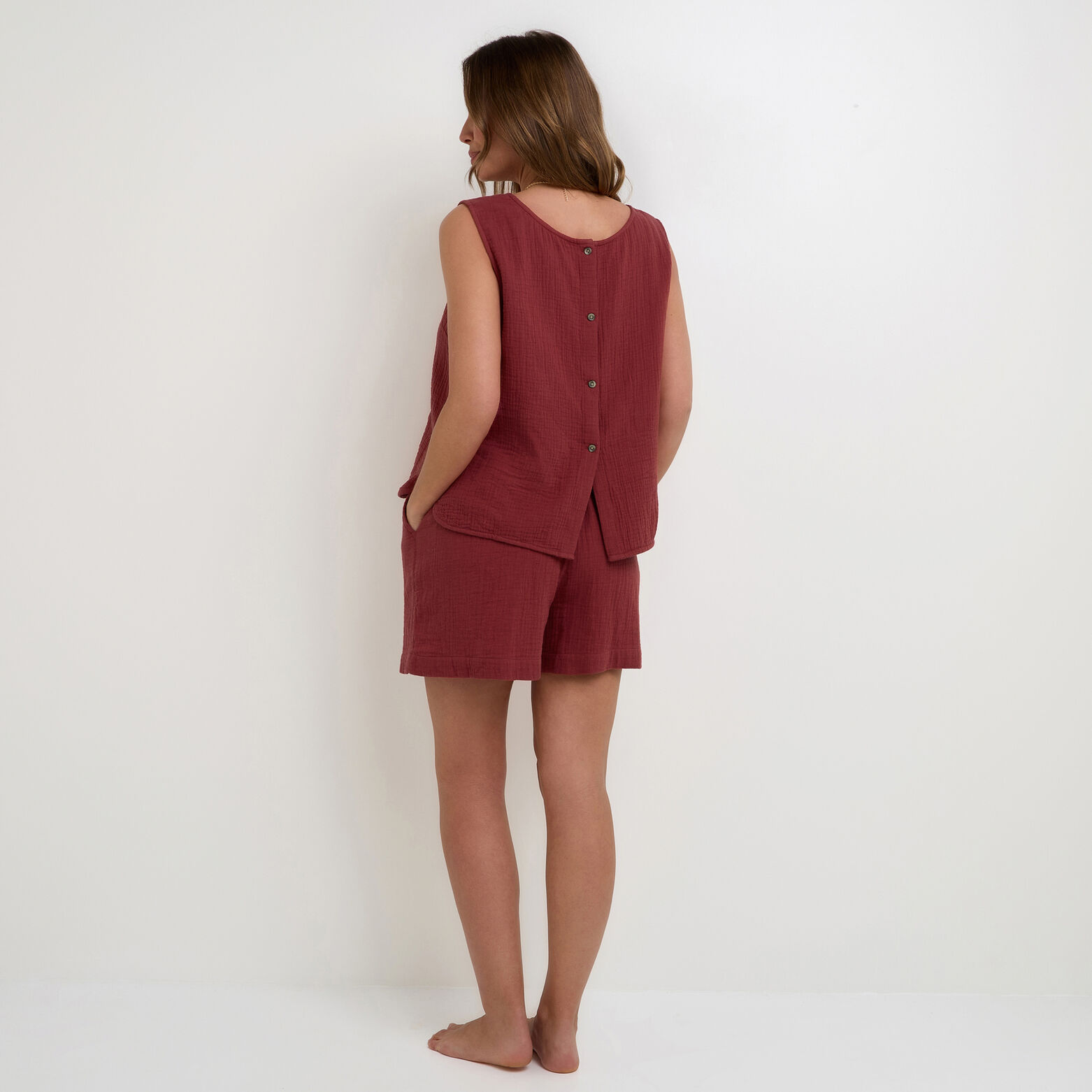 GOJI Short gaze de coton BORDEAUX