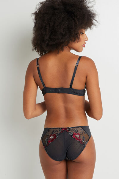 CULOTTE TULLE BRODE GRIS/ROUGE