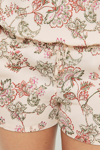 SHORT SATIN MULTICO BLANC