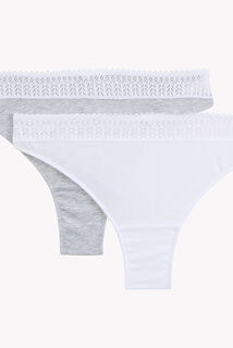 INFINITY LOT DE 2 TANGAS COTON MULTICO BLANC