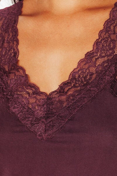 TOP DENTELLE BORDEAUX