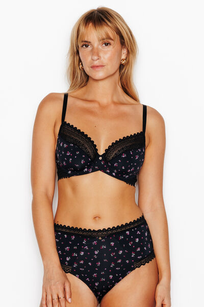 SOUTIEN-GORGE EMBOITANT MICROFIBRE MULTICO NOIR