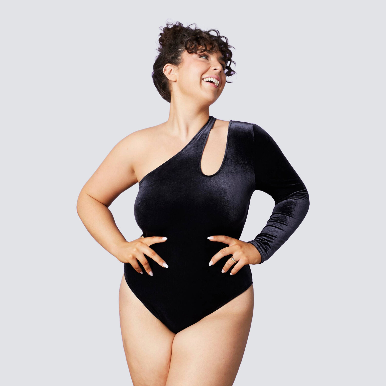 FLORIDE BODY VELOURS ONE SHOULDER NOIR
